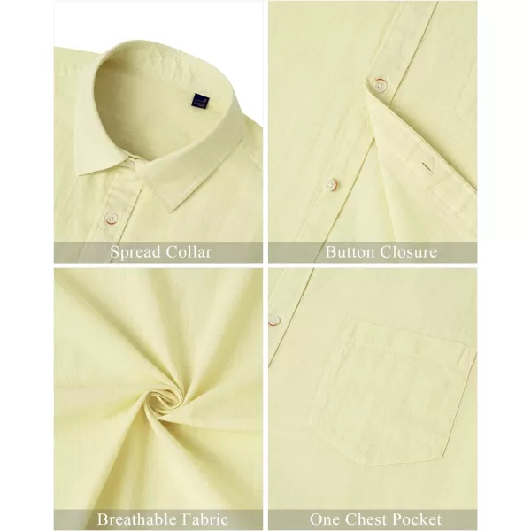 J.VER Men's Cotton Linen Short Sleeve Shirts Casual Lightweight Button Down Shirts Vacation Beach Summer Tops with Pocket