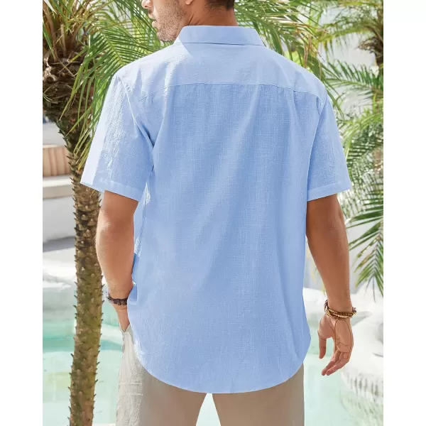 J.VER Men's Cotton Linen Short Sleeve Shirts Casual Lightweight Button Down Shirts Vacation Beach Summer Tops with Pocket