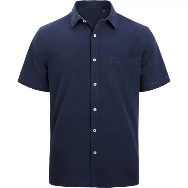 J.VER Men's Cotton Linen Short Sleeve Shirts Casual Lightweight Button Down Shirts Vacation Beach Summer Tops with Pocket