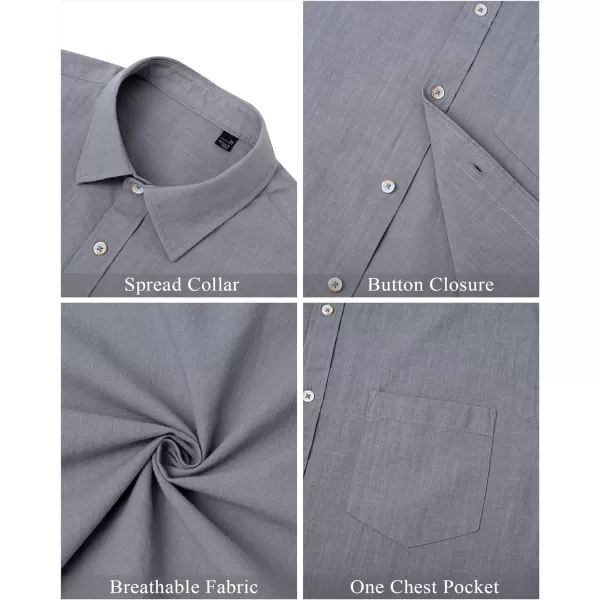 J.VER Men's Cotton Linen Short Sleeve Shirts Casual Lightweight Button Down Shirts Vacation Beach Summer Tops with Pocket