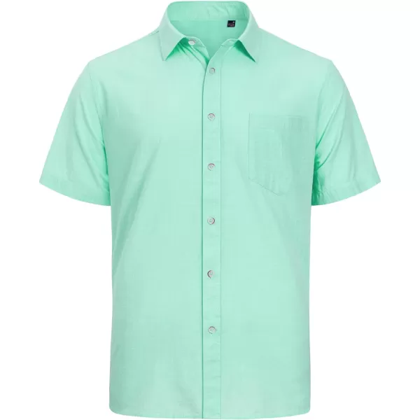 J.VER Men's Cotton Linen Short Sleeve Shirts Casual Lightweight Button Down Shirts Vacation Beach Summer Tops with Pocket
