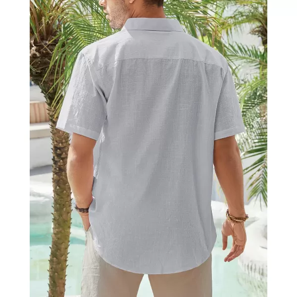 J.VER Men's Cotton Linen Short Sleeve Shirts Casual Lightweight Button Down Shirts Vacation Beach Summer Tops with Pocket