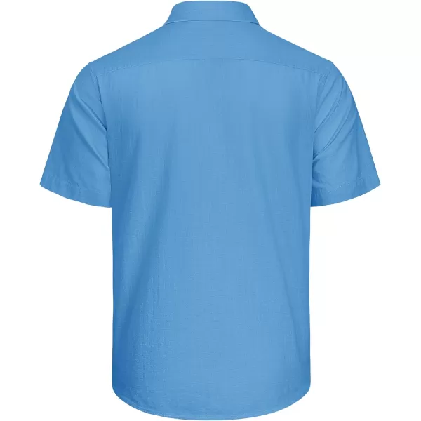 J.VER Men's Cotton Linen Short Sleeve Shirts Casual Lightweight Button Down Shirts Vacation Beach Summer Tops with Pocket