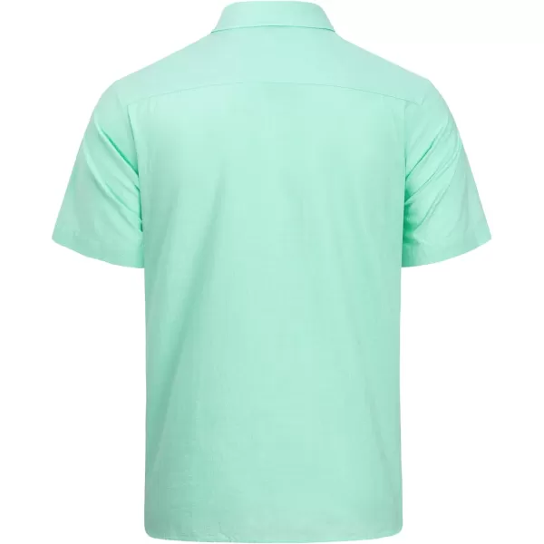 J.VER Men's Cotton Linen Short Sleeve Shirts Casual Lightweight Button Down Shirts Vacation Beach Summer Tops with Pocket