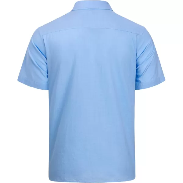 J.VER Men's Cotton Linen Short Sleeve Shirts Casual Lightweight Button Down Shirts Vacation Beach Summer Tops with Pocket