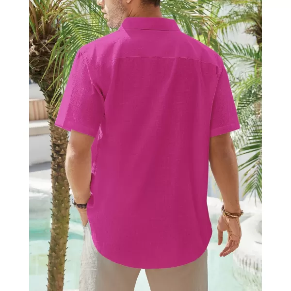 J.VER Men's Cotton Linen Short Sleeve Shirts Casual Lightweight Button Down Shirts Vacation Beach Summer Tops with Pocket