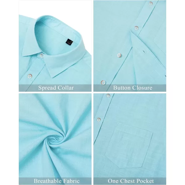 J.VER Men's Cotton Linen Short Sleeve Shirts Casual Lightweight Button Down Shirts Vacation Beach Summer Tops with Pocket
