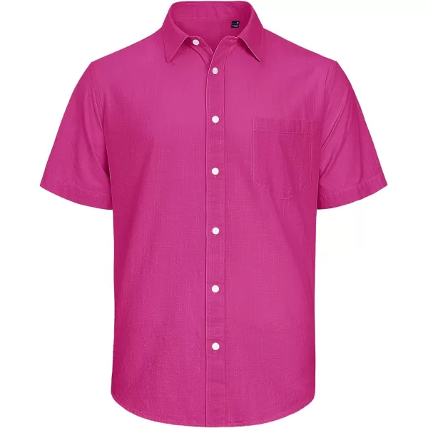 J.VER Men's Cotton Linen Short Sleeve Shirts Casual Lightweight Button Down Shirts Vacation Beach Summer Tops with Pocket