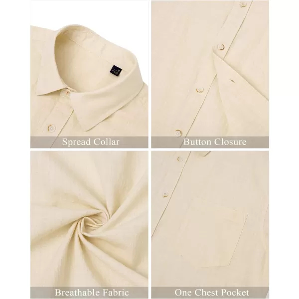 J.VER Men's Cotton Linen Short Sleeve Shirts Casual Lightweight Button Down Shirts Vacation Beach Summer Tops with Pocket