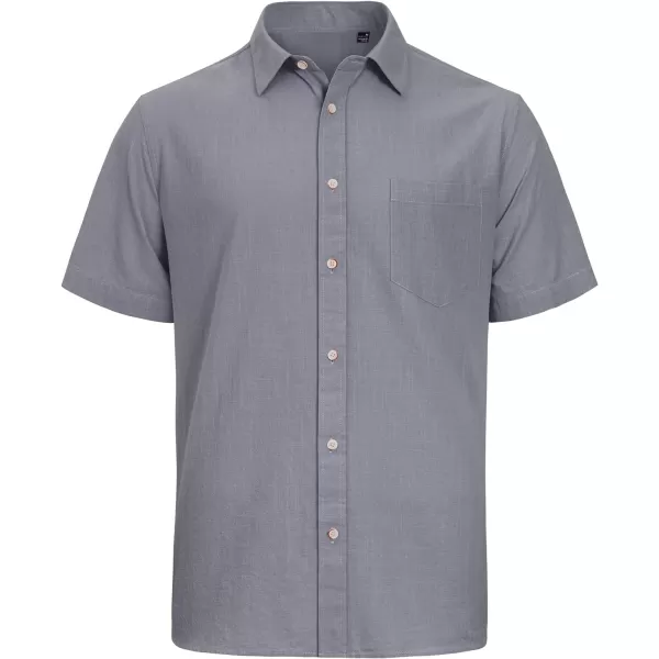 J.VER Men's Cotton Linen Short Sleeve Shirts Casual Lightweight Button Down Shirts Vacation Beach Summer Tops with Pocket
