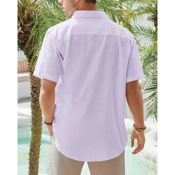 J.VER Men's Cotton Linen Short Sleeve Shirts Casual Lightweight Button Down Shirts Vacation Beach Summer Tops with Pocket