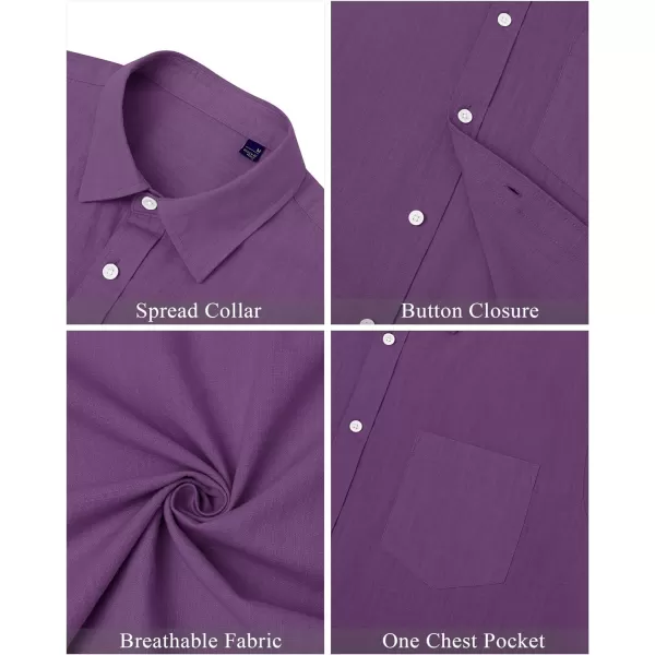 J.VER Men's Cotton Linen Short Sleeve Shirts Casual Lightweight Button Down Shirts Vacation Beach Summer Tops with Pocket