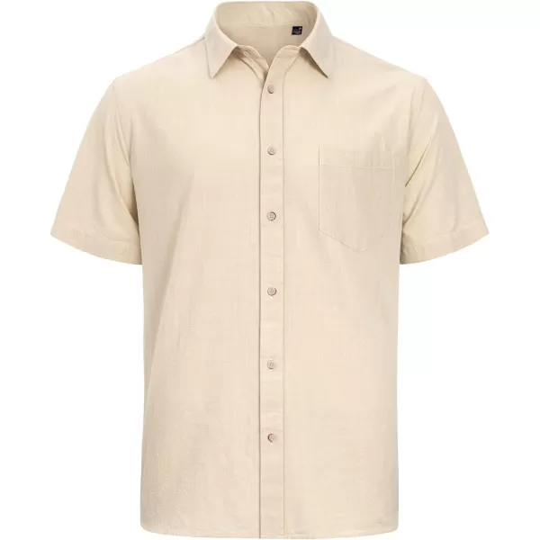 J.VER Men's Cotton Linen Short Sleeve Shirts Casual Lightweight Button Down Shirts Vacation Beach Summer Tops with Pocket