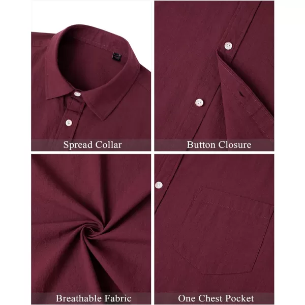 J.VER Men's Cotton Linen Short Sleeve Shirts Casual Lightweight Button Down Shirts Vacation Beach Summer Tops with Pocket