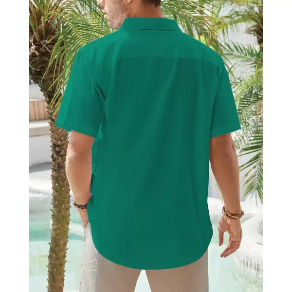 J.VER Men's Cotton Linen Short Sleeve Shirts Casual Lightweight Button Down Shirts Vacation Beach Summer Tops with Pocket