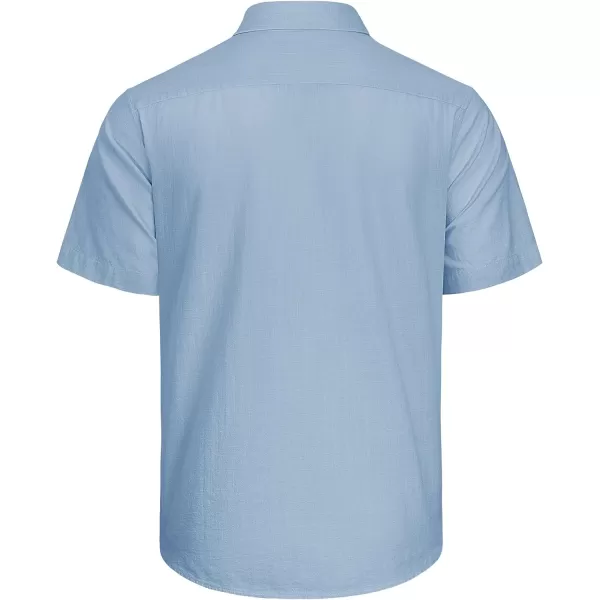 J.VER Men's Cotton Linen Short Sleeve Shirts Casual Lightweight Button Down Shirts Vacation Beach Summer Tops with Pocket