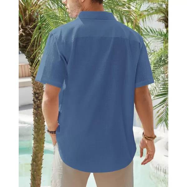 J.VER Men's Cotton Linen Short Sleeve Shirts Casual Lightweight Button Down Shirts Vacation Beach Summer Tops with Pocket