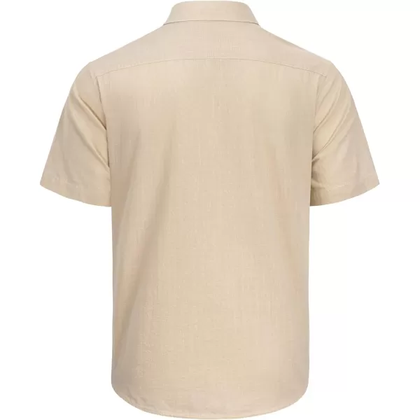 J.VER Men's Cotton Linen Short Sleeve Shirts Casual Lightweight Button Down Shirts Vacation Beach Summer Tops with Pocket