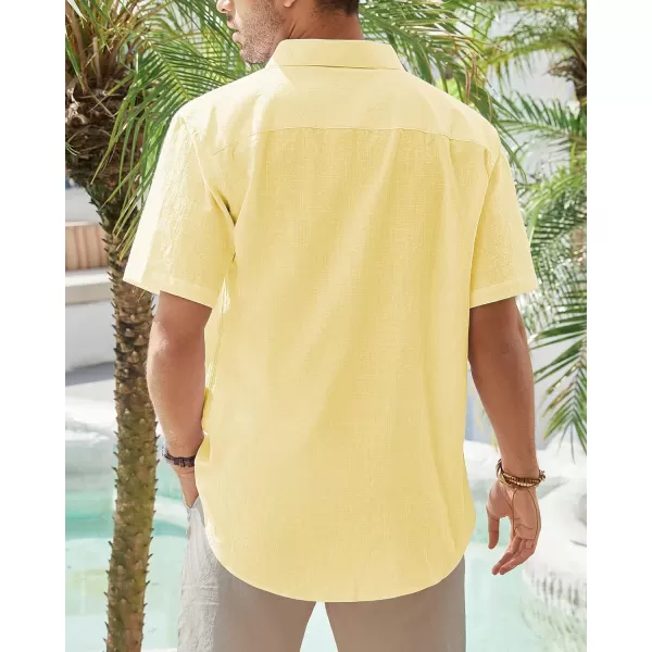 J.VER Men's Cotton Linen Short Sleeve Shirts Casual Lightweight Button Down Shirts Vacation Beach Summer Tops with Pocket
