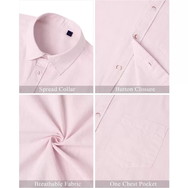 J.VER Men's Cotton Linen Short Sleeve Shirts Casual Lightweight Button Down Shirts Vacation Beach Summer Tops with Pocket