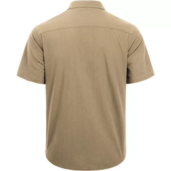 J.VER Men's Cotton Linen Short Sleeve Shirts Casual Lightweight Button Down Shirts Vacation Beach Summer Tops with Pocket
