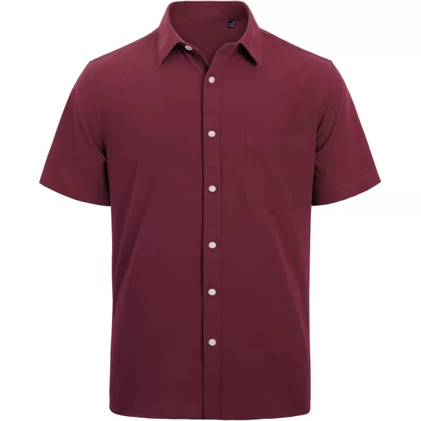 J.VER Men's Cotton Linen Short Sleeve Shirts Casual Lightweight Button Down Shirts Vacation Beach Summer Tops with Pocket