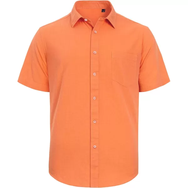 J.VER Men's Cotton Linen Short Sleeve Shirts Casual Lightweight Button Down Shirts Vacation Beach Summer Tops with Pocket