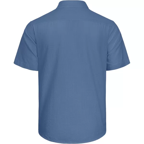 J.VER Men's Cotton Linen Short Sleeve Shirts Casual Lightweight Button Down Shirts Vacation Beach Summer Tops with Pocket