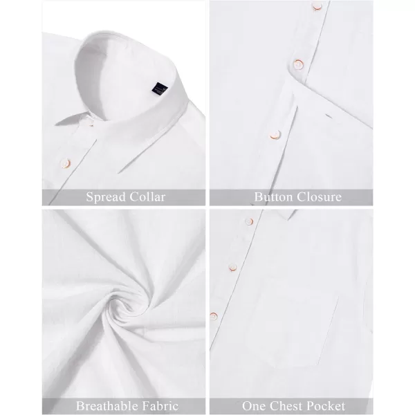 J.VER Men's Cotton Linen Short Sleeve Shirts Casual Lightweight Button Down Shirts Vacation Beach Summer Tops with Pocket