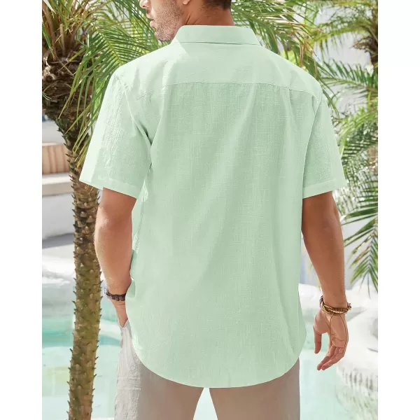 J.VER Men's Cotton Linen Short Sleeve Shirts Casual Lightweight Button Down Shirts Vacation Beach Summer Tops with Pocket