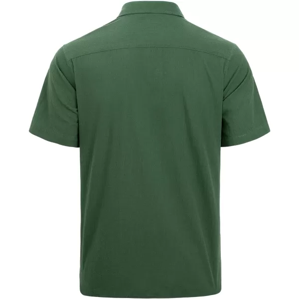 J.VER Men's Cotton Linen Short Sleeve Shirts Casual Lightweight Button Down Shirts Vacation Beach Summer Tops with Pocket