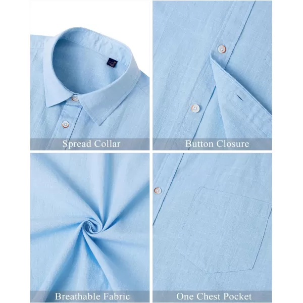 J.VER Men's Cotton Linen Short Sleeve Shirts Casual Lightweight Button Down Shirts Vacation Beach Summer Tops with Pocket