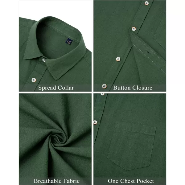 J.VER Men's Cotton Linen Short Sleeve Shirts Casual Lightweight Button Down Shirts Vacation Beach Summer Tops with Pocket