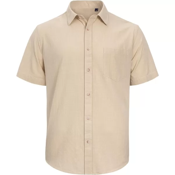J.VER Men's Cotton Linen Short Sleeve Shirts Casual Lightweight Button Down Shirts Vacation Beach Summer Tops with Pocket