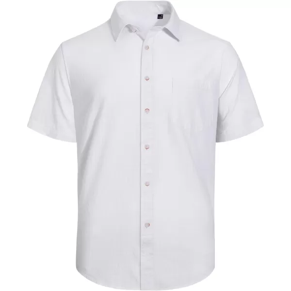 J.VER Men's Cotton Linen Short Sleeve Shirts Casual Lightweight Button Down Shirts Vacation Beach Summer Tops with Pocket