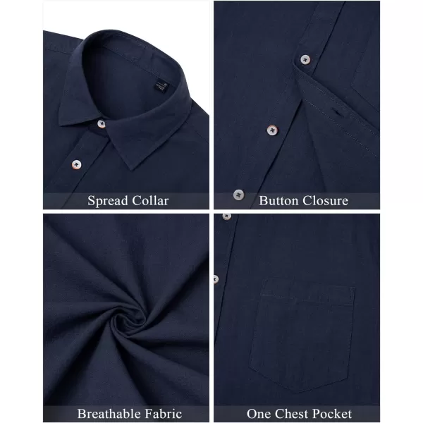 J.VER Men's Cotton Linen Short Sleeve Shirts Casual Lightweight Button Down Shirts Vacation Beach Summer Tops with Pocket