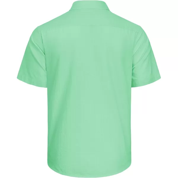 J.VER Men's Cotton Linen Short Sleeve Shirts Casual Lightweight Button Down Shirts Vacation Beach Summer Tops with Pocket