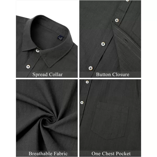 J.VER Men's Cotton Linen Short Sleeve Shirts Casual Lightweight Button Down Shirts Vacation Beach Summer Tops with Pocket
