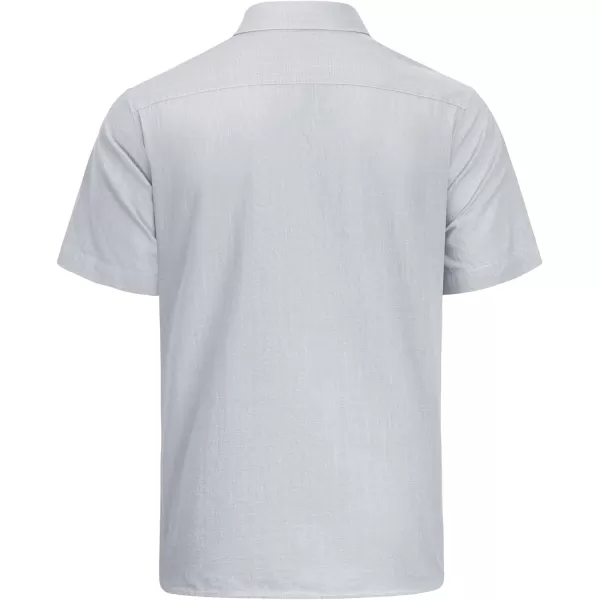 J.VER Men's Cotton Linen Short Sleeve Shirts Casual Lightweight Button Down Shirts Vacation Beach Summer Tops with Pocket