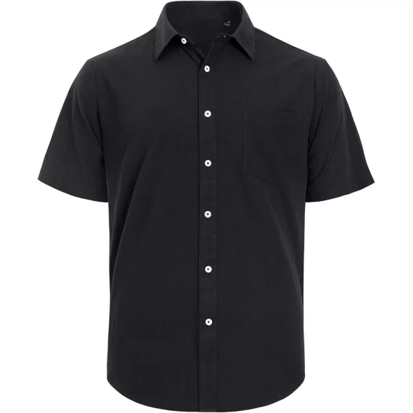 J.VER Men's Cotton Linen Short Sleeve Shirts Casual Lightweight Button Down Shirts Vacation Beach Summer Tops with Pocket
