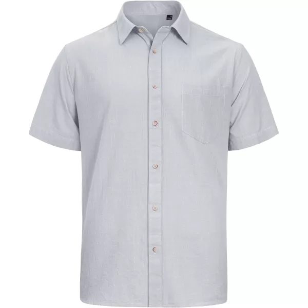 J.VER Men's Cotton Linen Short Sleeve Shirts Casual Lightweight Button Down Shirts Vacation Beach Summer Tops with Pocket