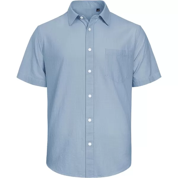 J.VER Men's Cotton Linen Short Sleeve Shirts Casual Lightweight Button Down Shirts Vacation Beach Summer Tops with Pocket