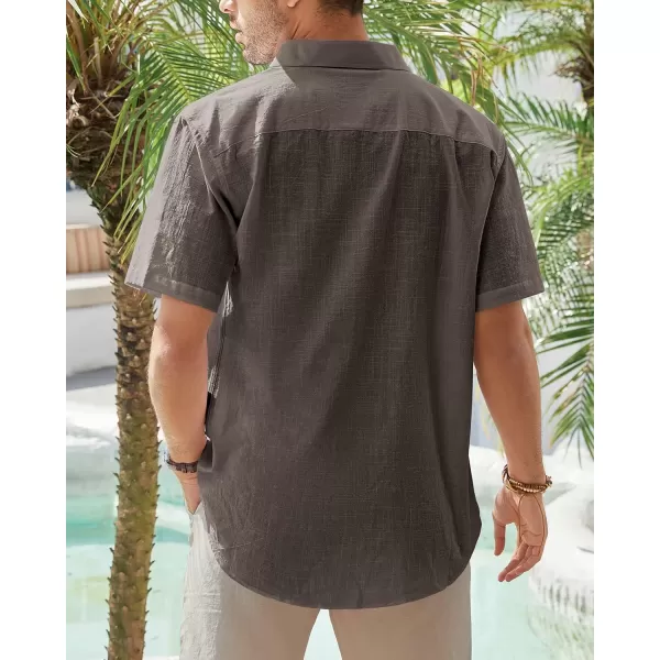 J.VER Men's Cotton Linen Short Sleeve Shirts Casual Lightweight Button Down Shirts Vacation Beach Summer Tops with Pocket