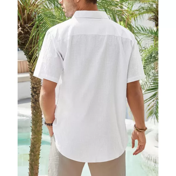 J.VER Men's Cotton Linen Short Sleeve Shirts Casual Lightweight Button Down Shirts Vacation Beach Summer Tops with Pocket