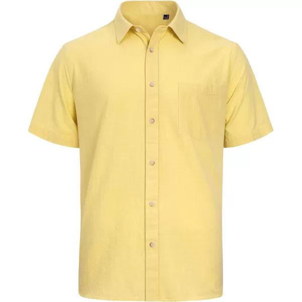 J.VER Men's Cotton Linen Short Sleeve Shirts Casual Lightweight Button Down Shirts Vacation Beach Summer Tops with Pocket