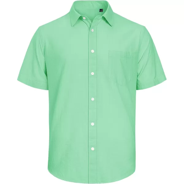J.VER Men's Cotton Linen Short Sleeve Shirts Casual Lightweight Button Down Shirts Vacation Beach Summer Tops with Pocket