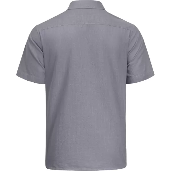 J.VER Men's Cotton Linen Short Sleeve Shirts Casual Lightweight Button Down Shirts Vacation Beach Summer Tops with Pocket