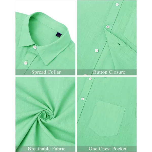J.VER Men's Cotton Linen Short Sleeve Shirts Casual Lightweight Button Down Shirts Vacation Beach Summer Tops with Pocket