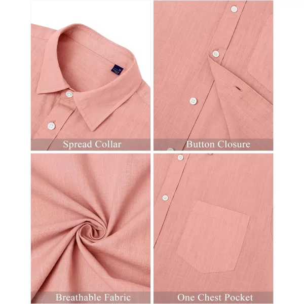 J.VER Men's Cotton Linen Short Sleeve Shirts Casual Lightweight Button Down Shirts Vacation Beach Summer Tops with Pocket