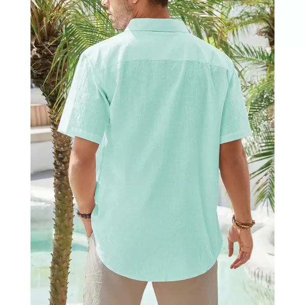 J.VER Men's Cotton Linen Short Sleeve Shirts Casual Lightweight Button Down Shirts Vacation Beach Summer Tops with Pocket